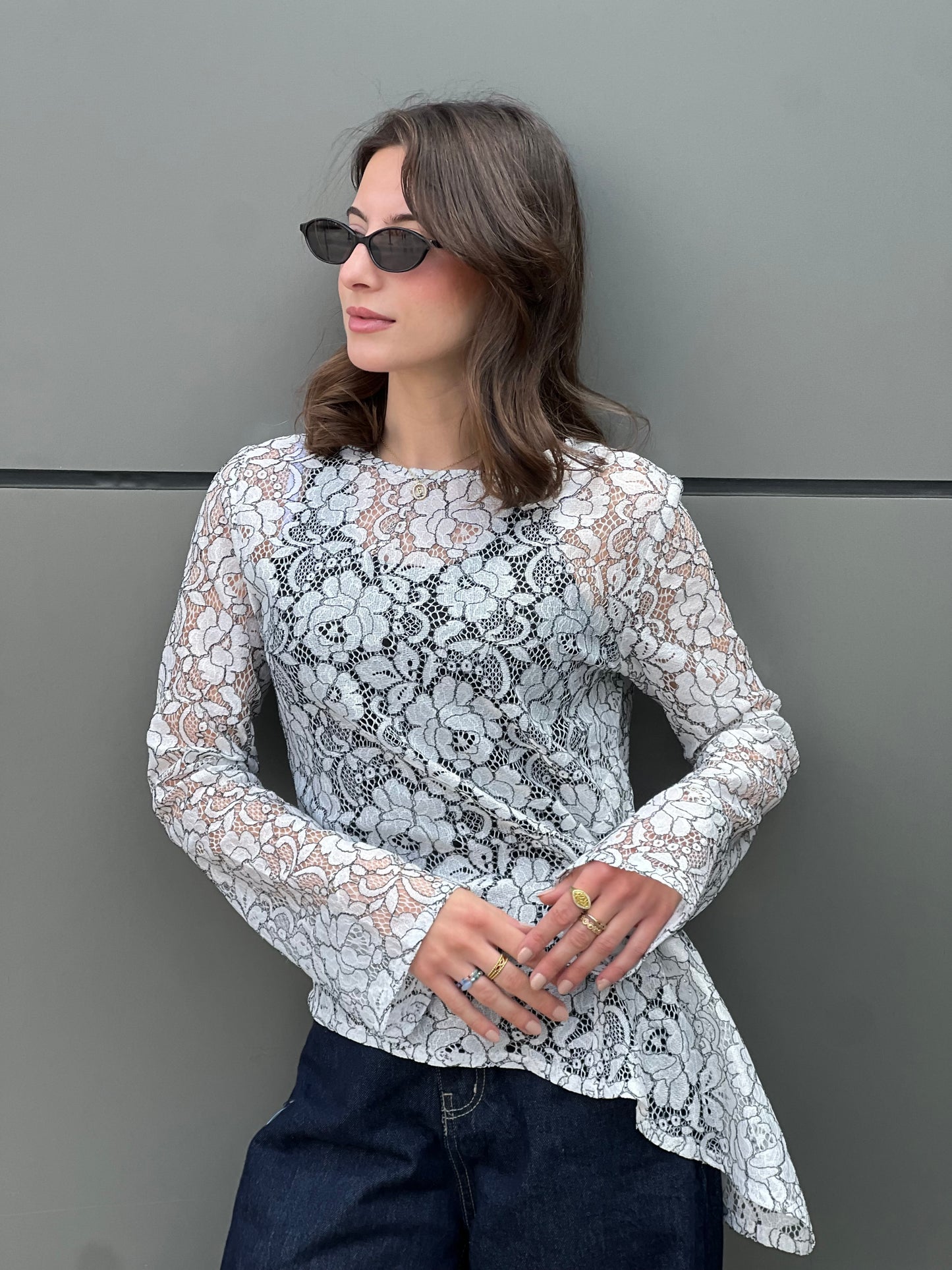 Lace Adjustable Top in White & Black