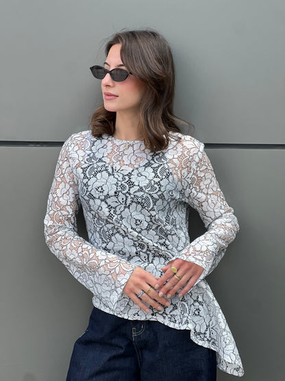 Lace Adjustable Top in White & Black