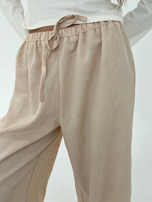 Flowered Pants in Beige