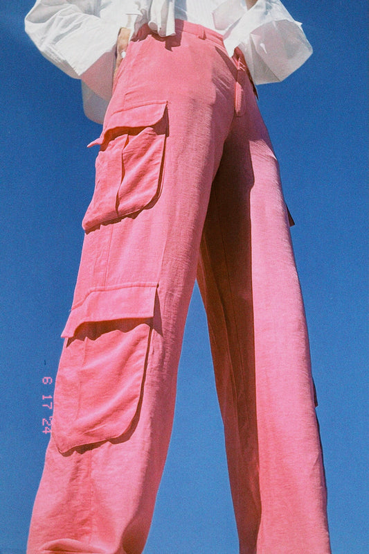 "The Signature" Linen Cargo in Pink