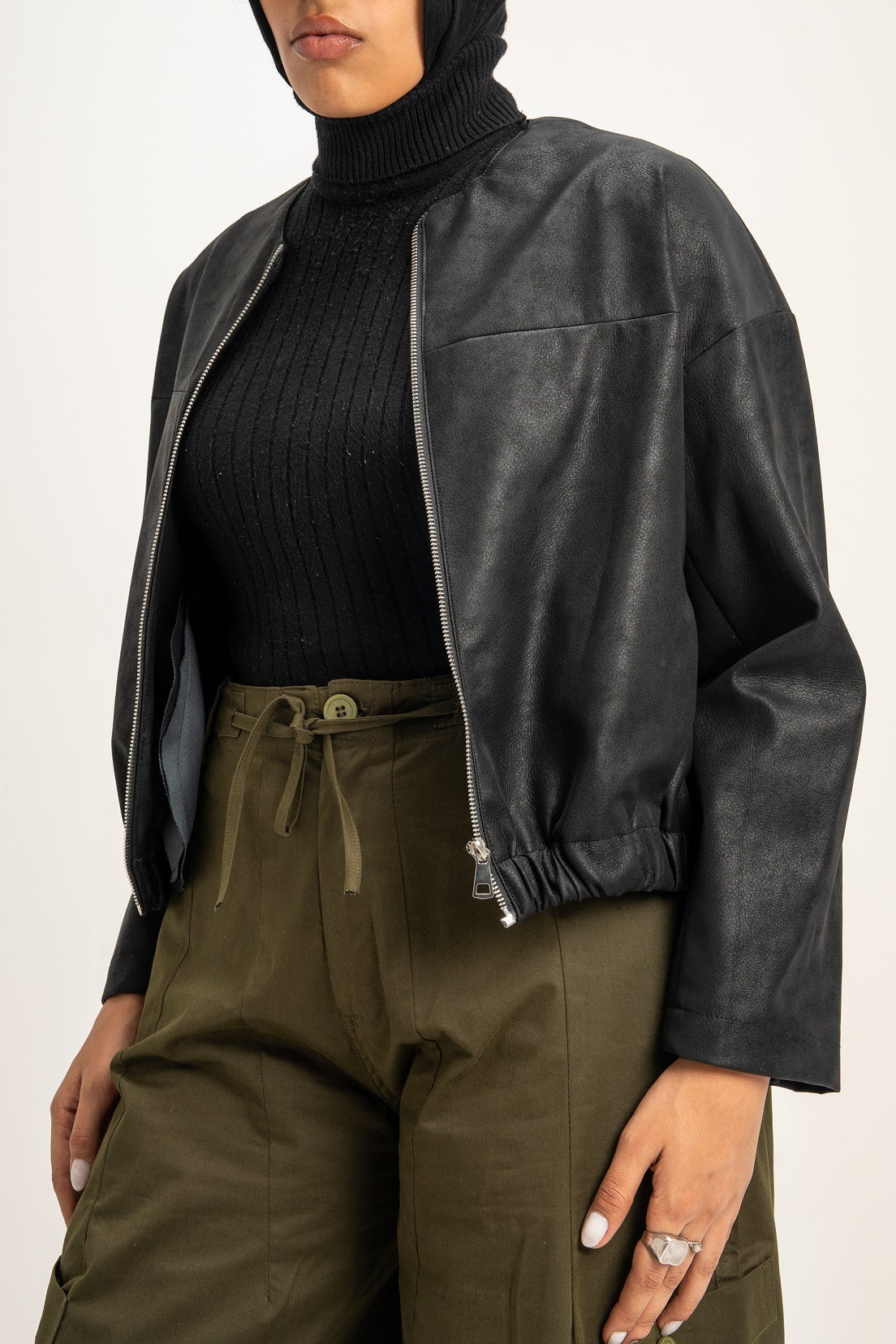 Boss-Girl Leather Jacket in Black