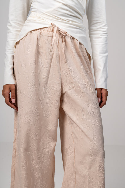 Flowered Pants in Beige