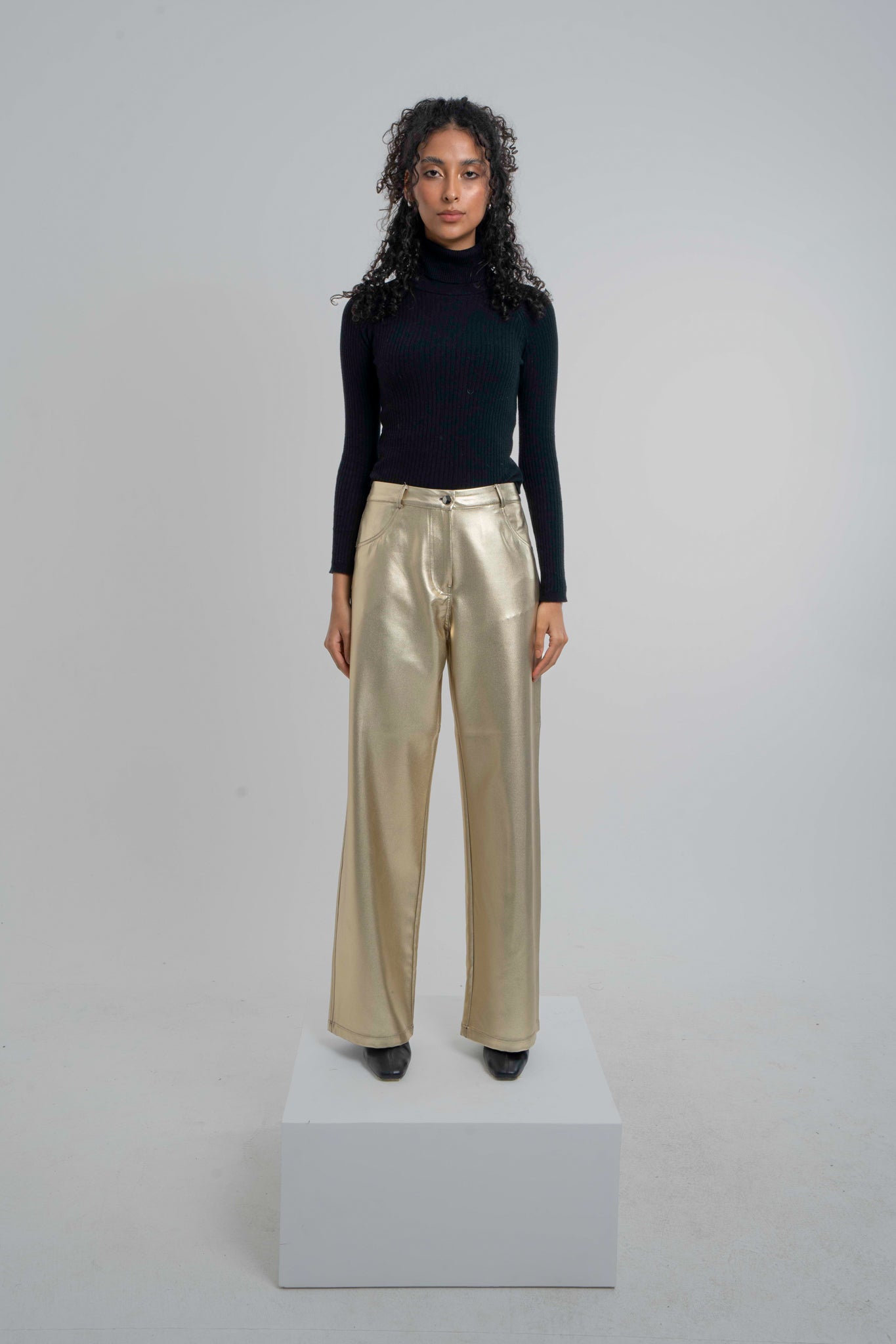 The Bold: Gold Metallic Leather Pants