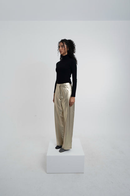 The Bold: Gold Metallic Leather Pants