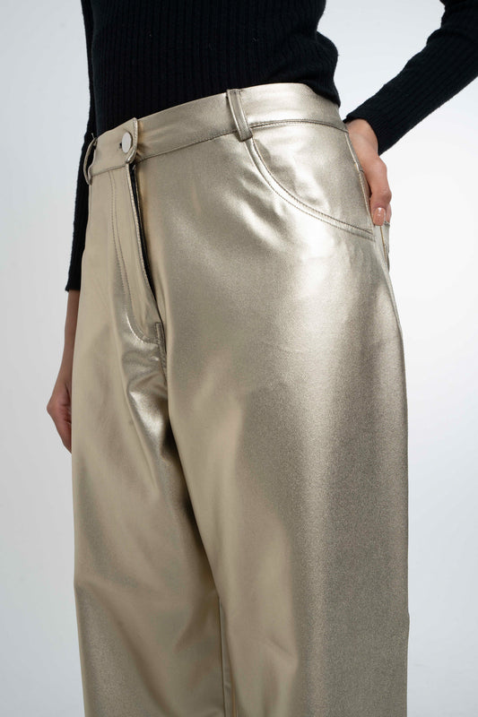 The Bold: Gold Metallic Leather Pants