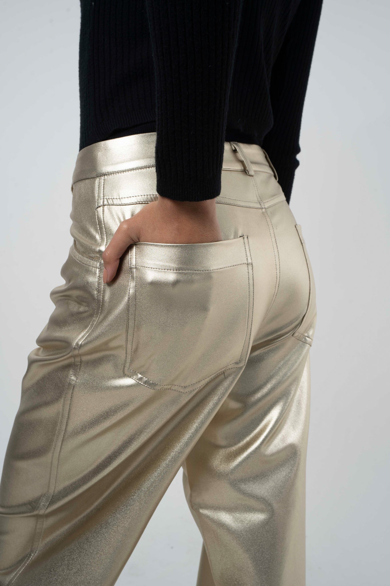 The Bold: Gold Metallic Leather Pants