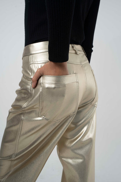 The Bold: Gold Metallic Leather Pants