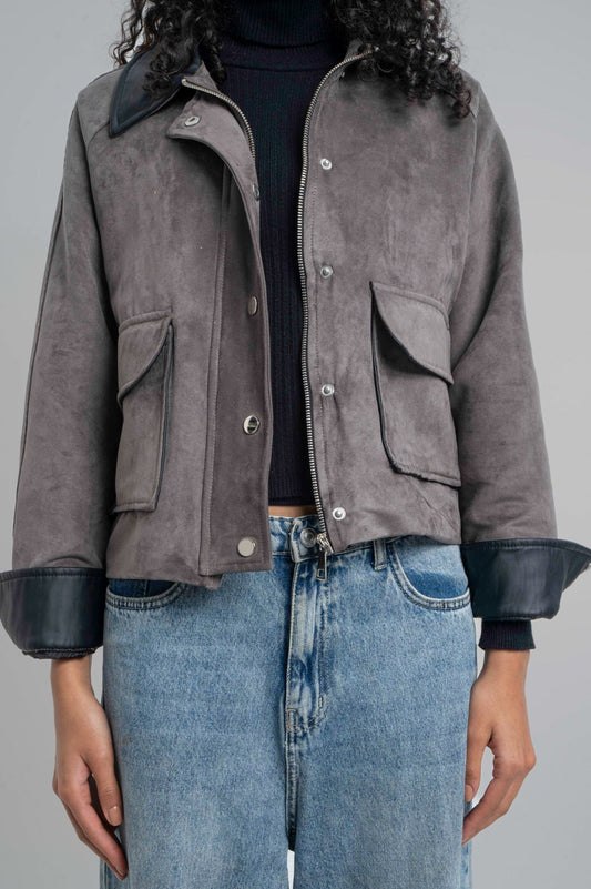 The Barn Jacket in Grey Suede
