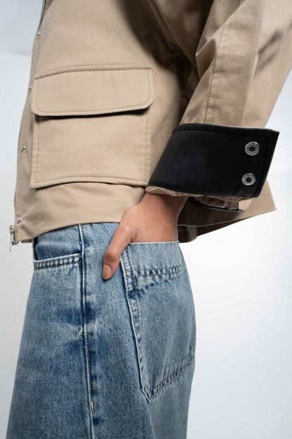 The Barn Jacket in Beige Gabardine