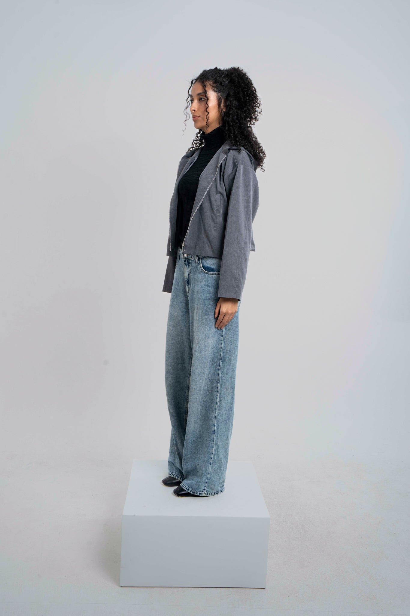 Woman in Grey // Wool Hooded Jacket