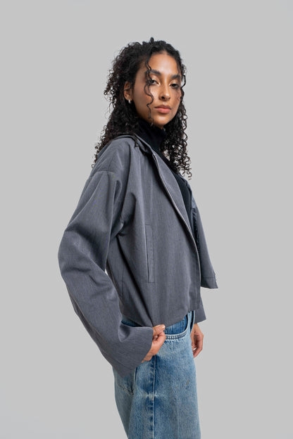 Woman in Grey // Wool Hooded Jacket