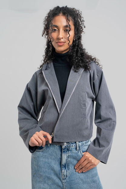 Woman in Grey // Wool Hooded Jacket