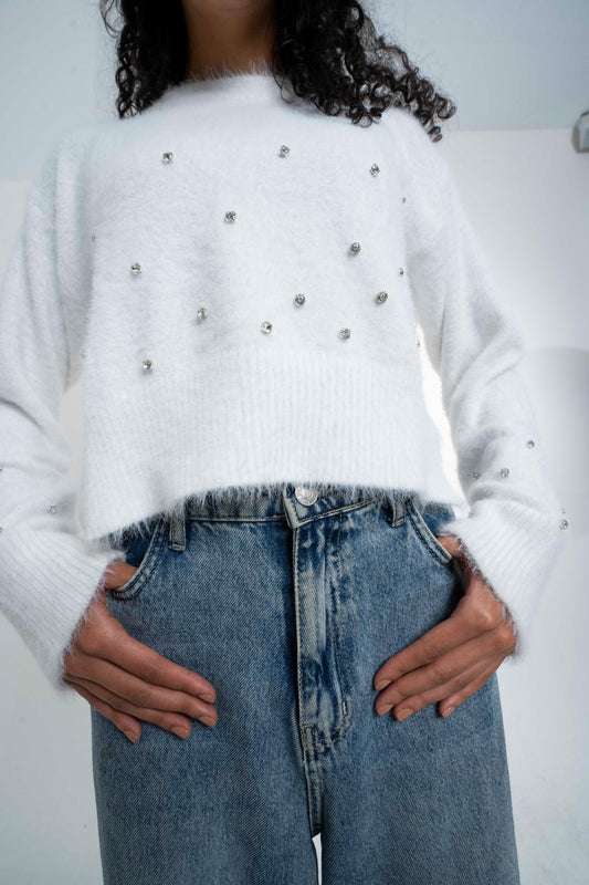 The Jewels Sweater in Off White
