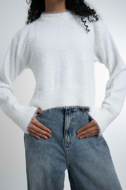 Fluffy Sweater in Off White