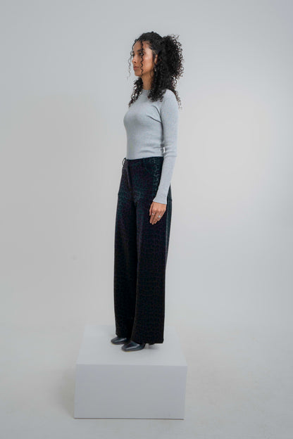 Black Cheetah Leather Pants