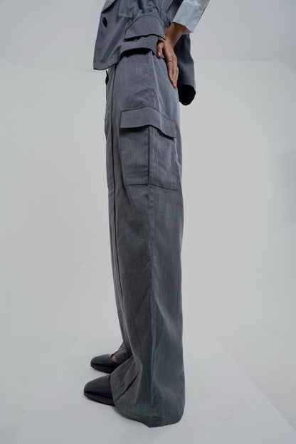 Woman in Grey // Wool Cargo-Work Pants