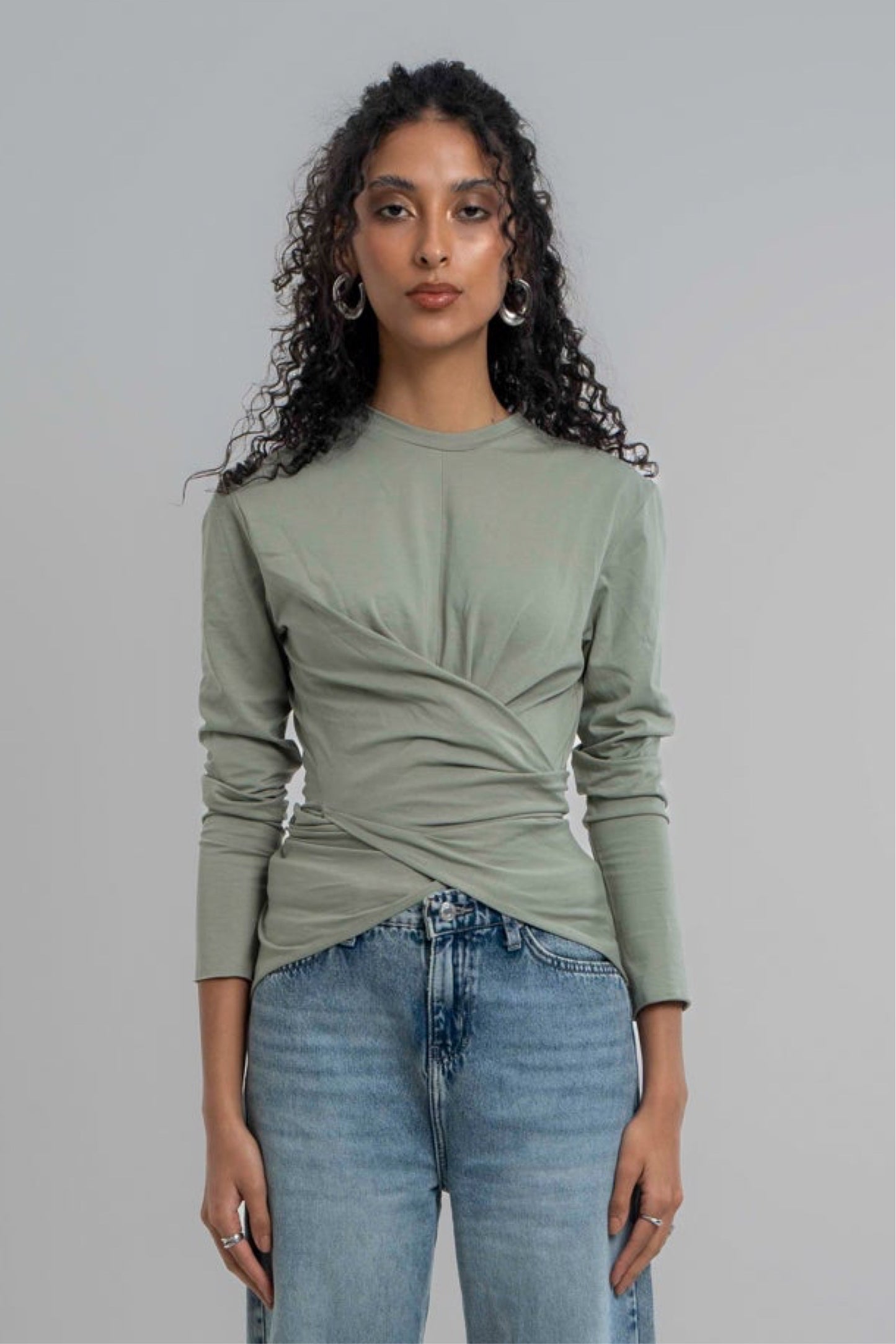 Wrap Cotton T-shirt: Dark Mint