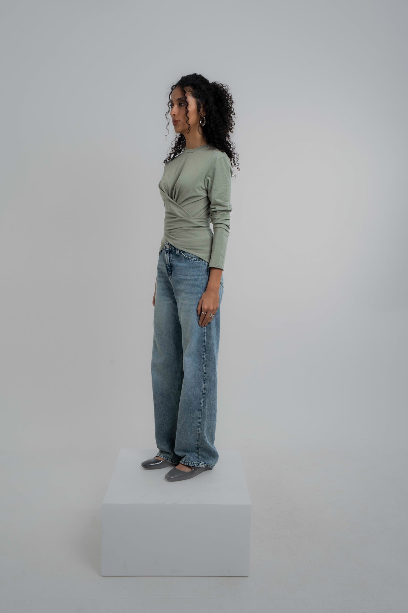 Wrap Cotton T-shirt: Dark Mint