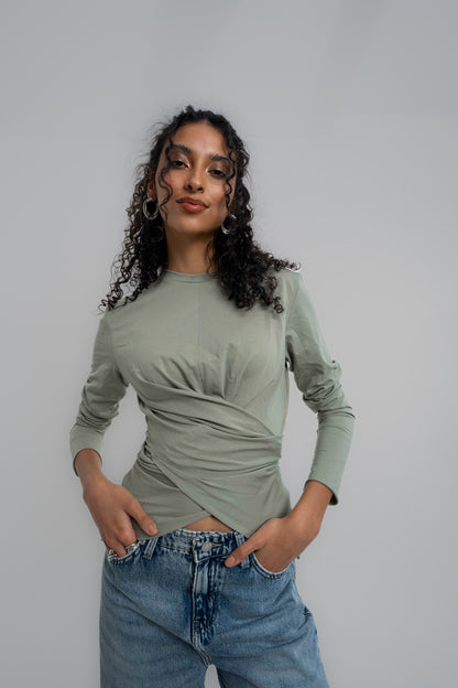 Wrap Cotton T-shirt: Dark Mint