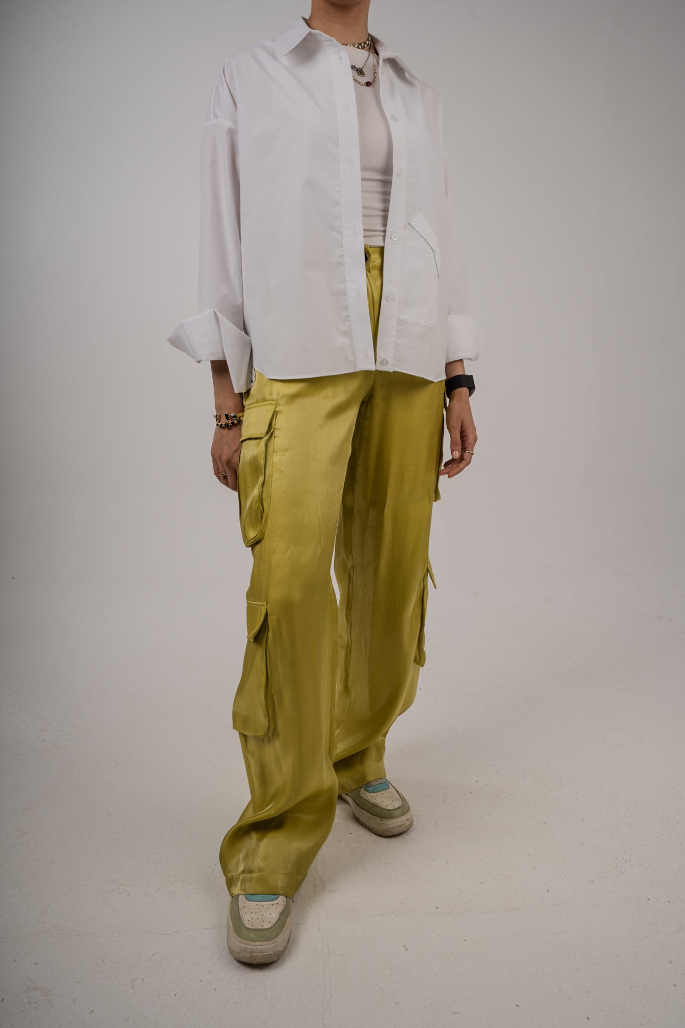 White Poplin Shirt with Elasticated Back