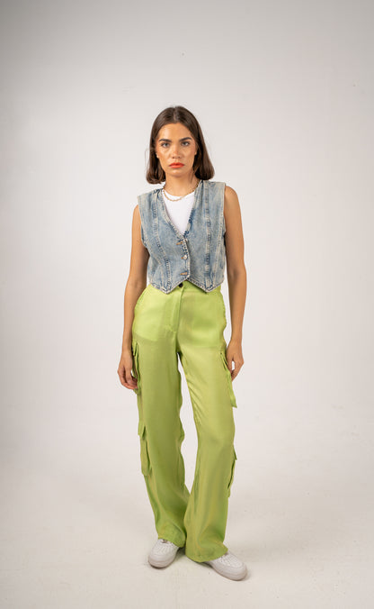 "The Signature" Shimmer Cargo in Lime Green