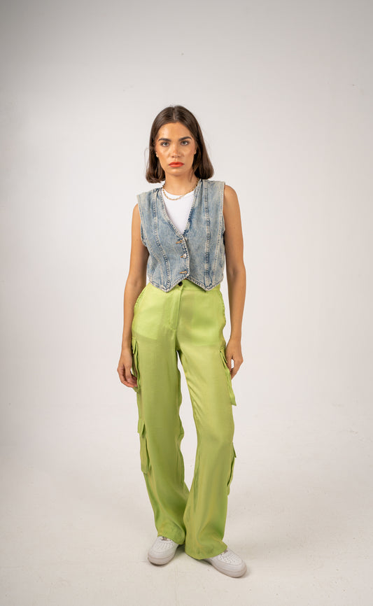 "The Signature" Shimmer Cargo in Lime Green