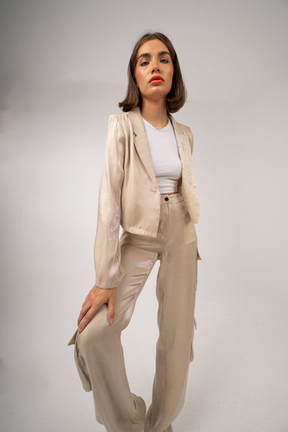 The Signature Blazer in Beige Shimmer