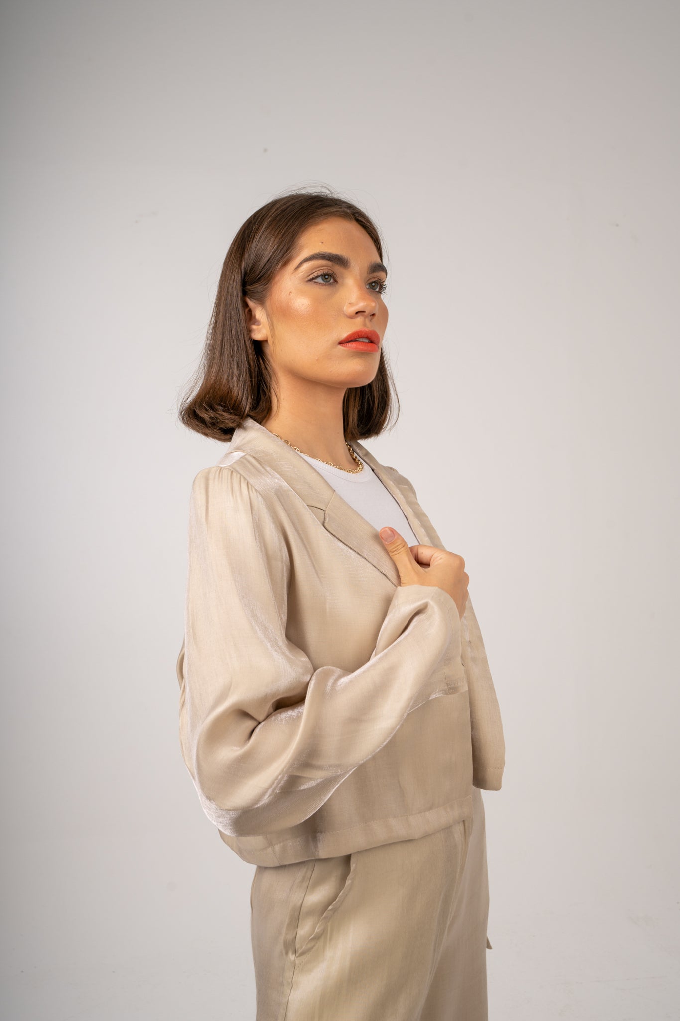 The Signature Blazer in Beige Shimmer