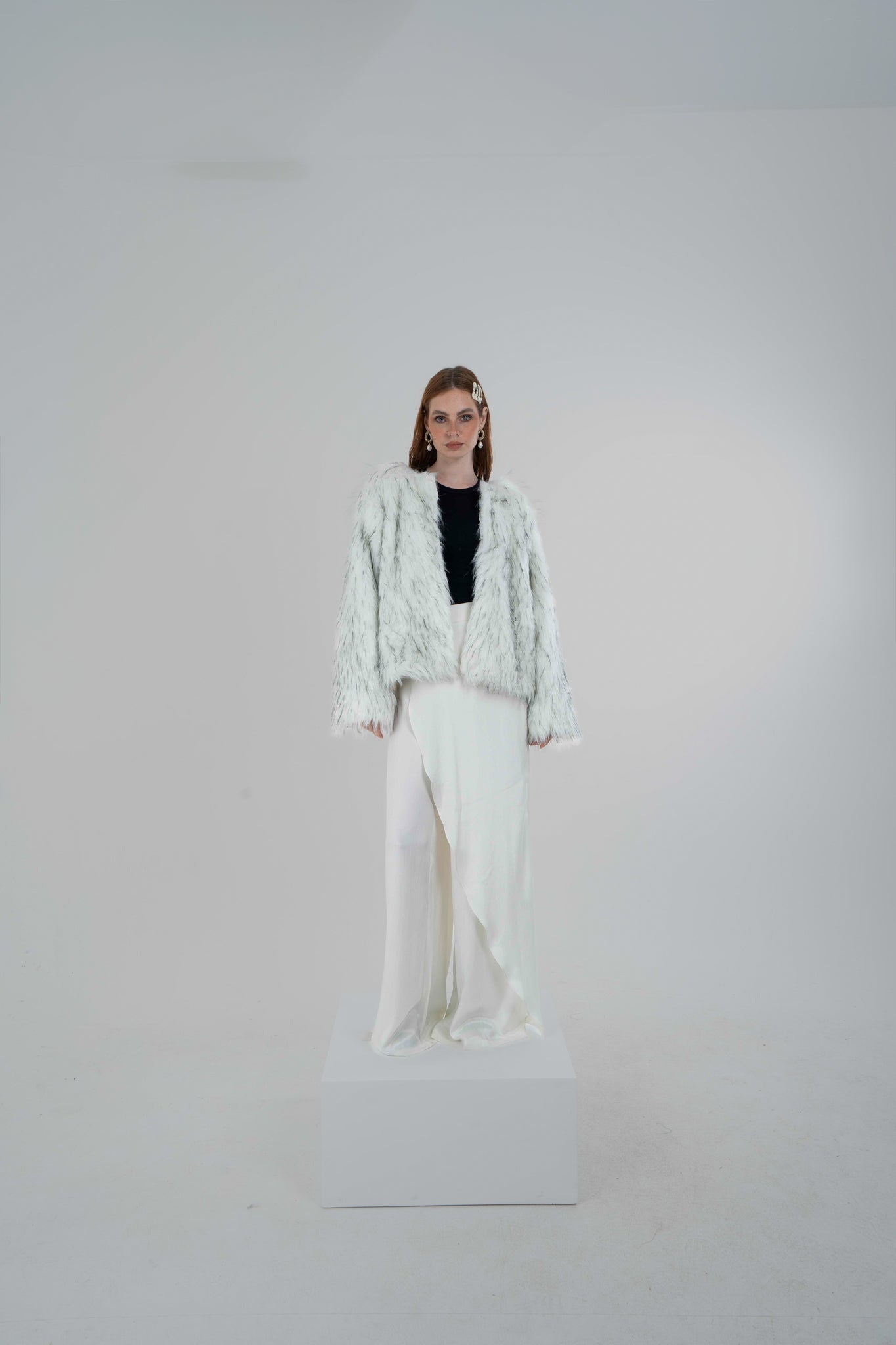 "Self-Love" Overskirt Satin Pants: Off White