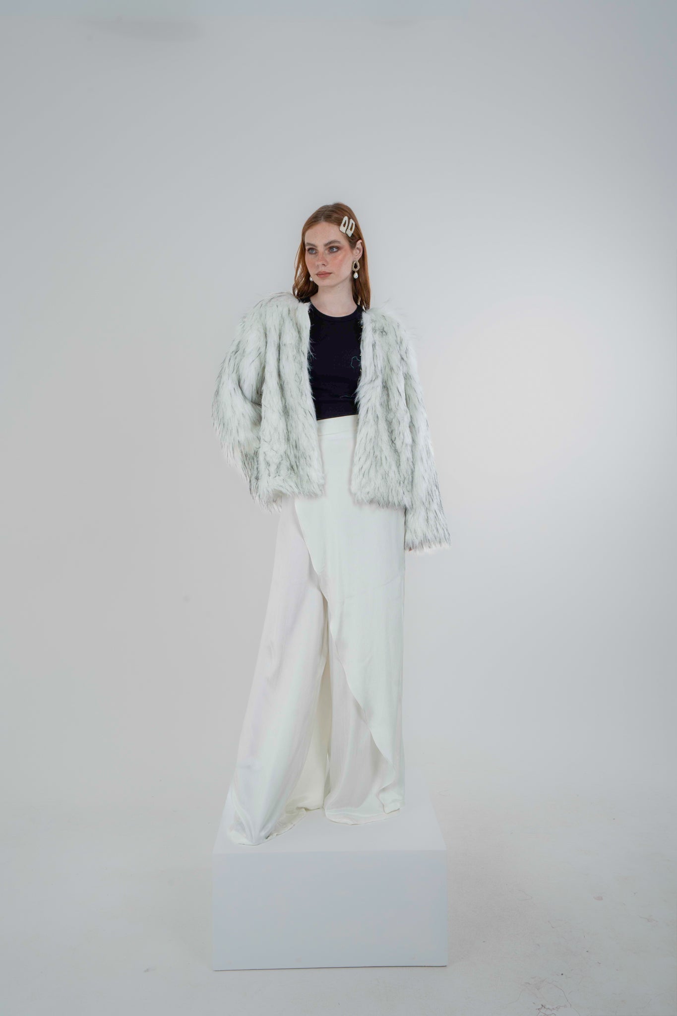 "Self-Love" Overskirt Satin Pants: Off White