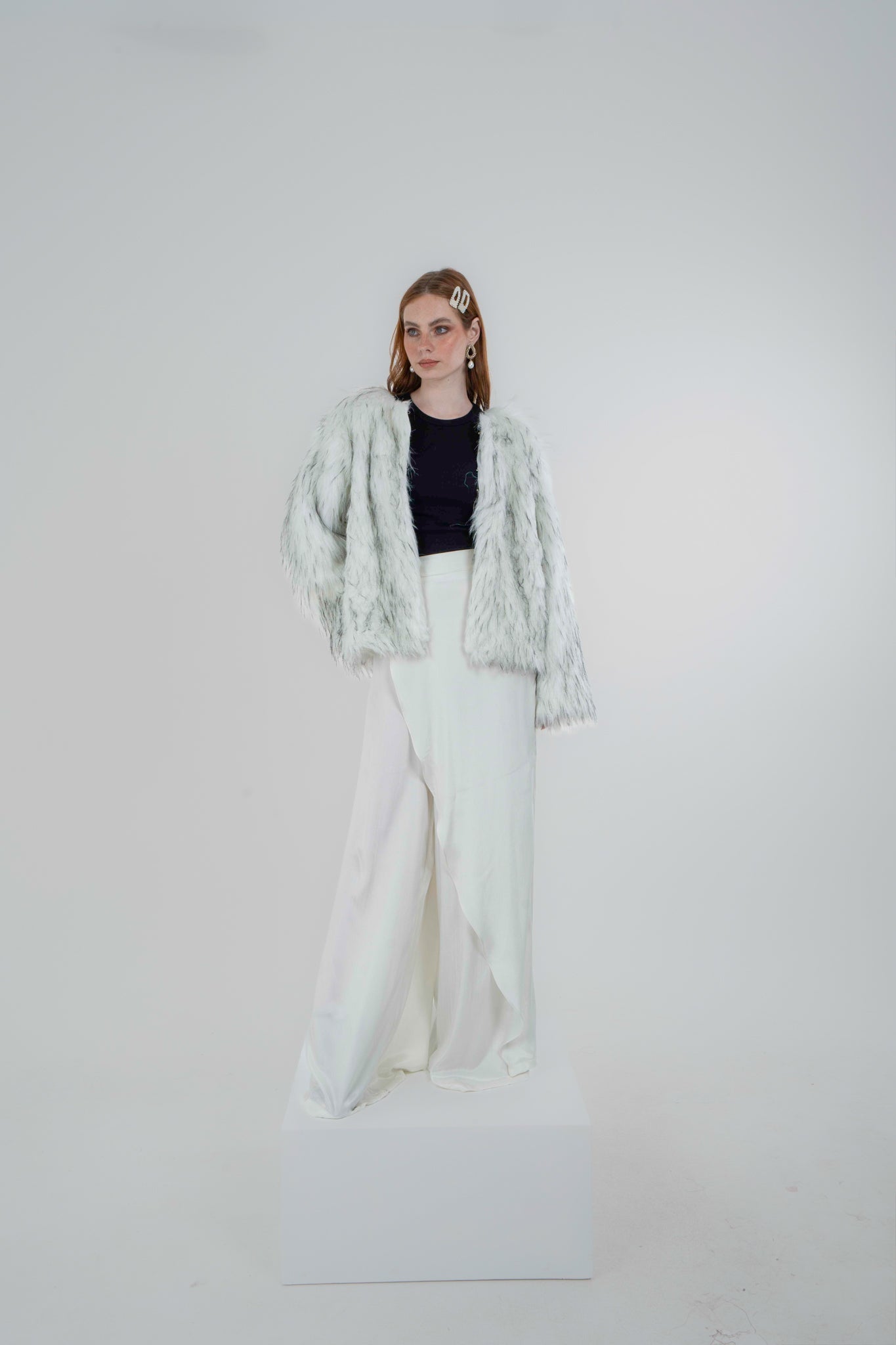 "Self-Love" Overskirt Satin Pants: Off White