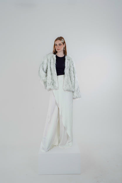 "Self-Love" Overskirt Satin Pants: Off White