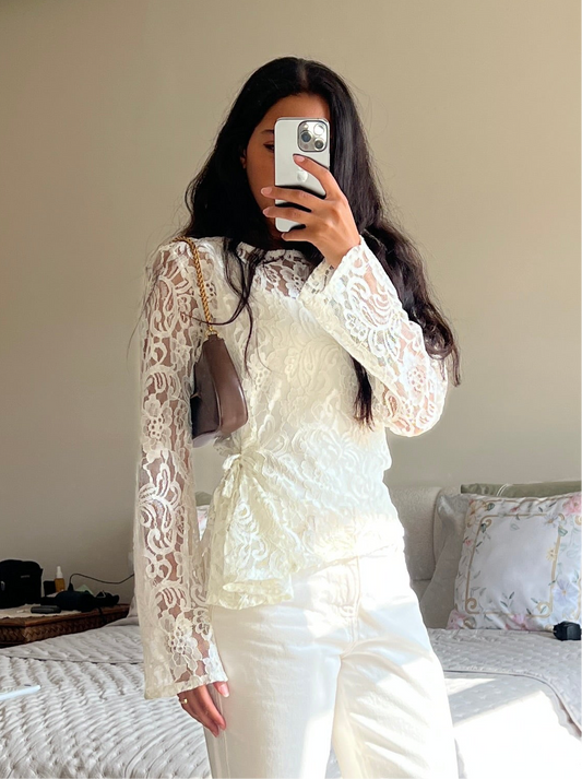 Lace Adjustable Top in Off White