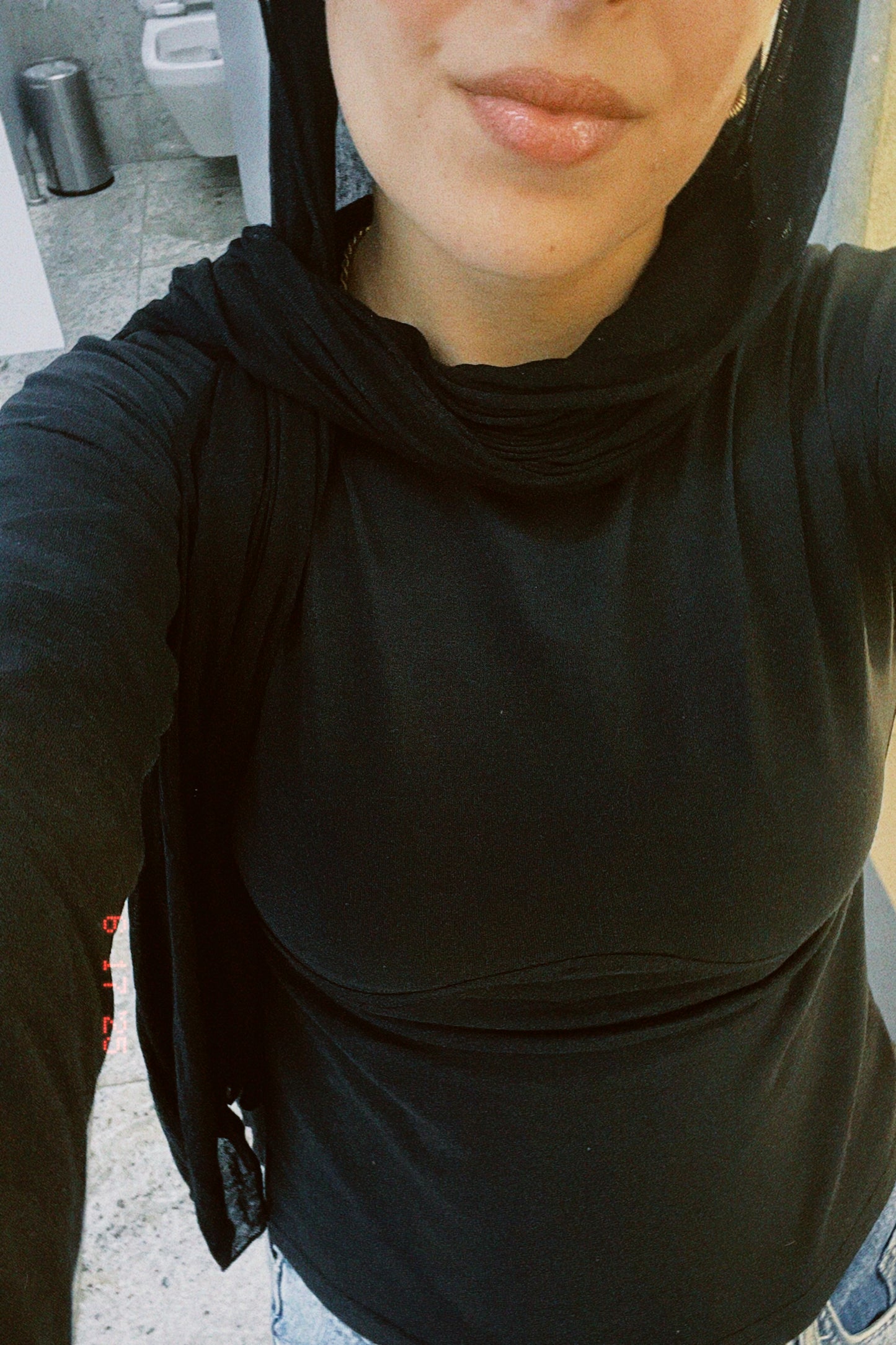Lined Cotton T-Shirt: Black