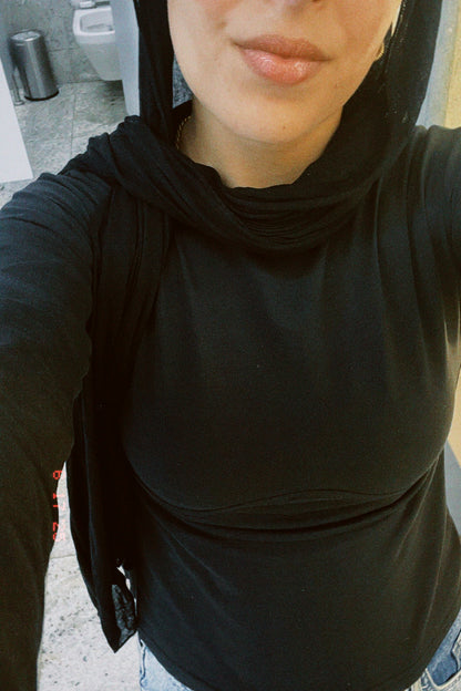 Lined Cotton T-Shirt: Black
