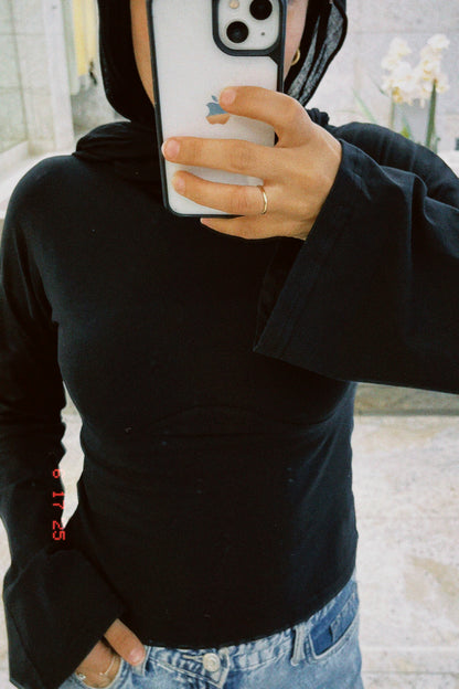 Lined Cotton T-Shirt: Black