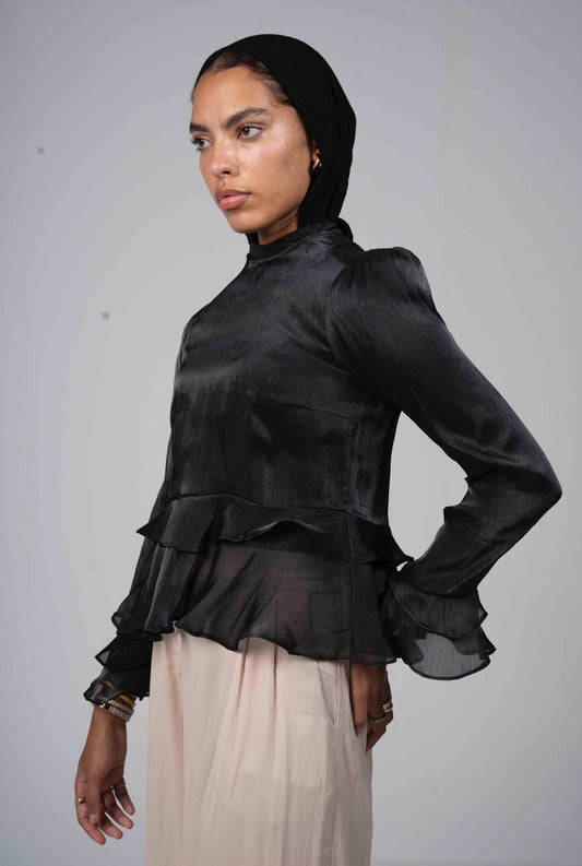 Ruffles Top in Black