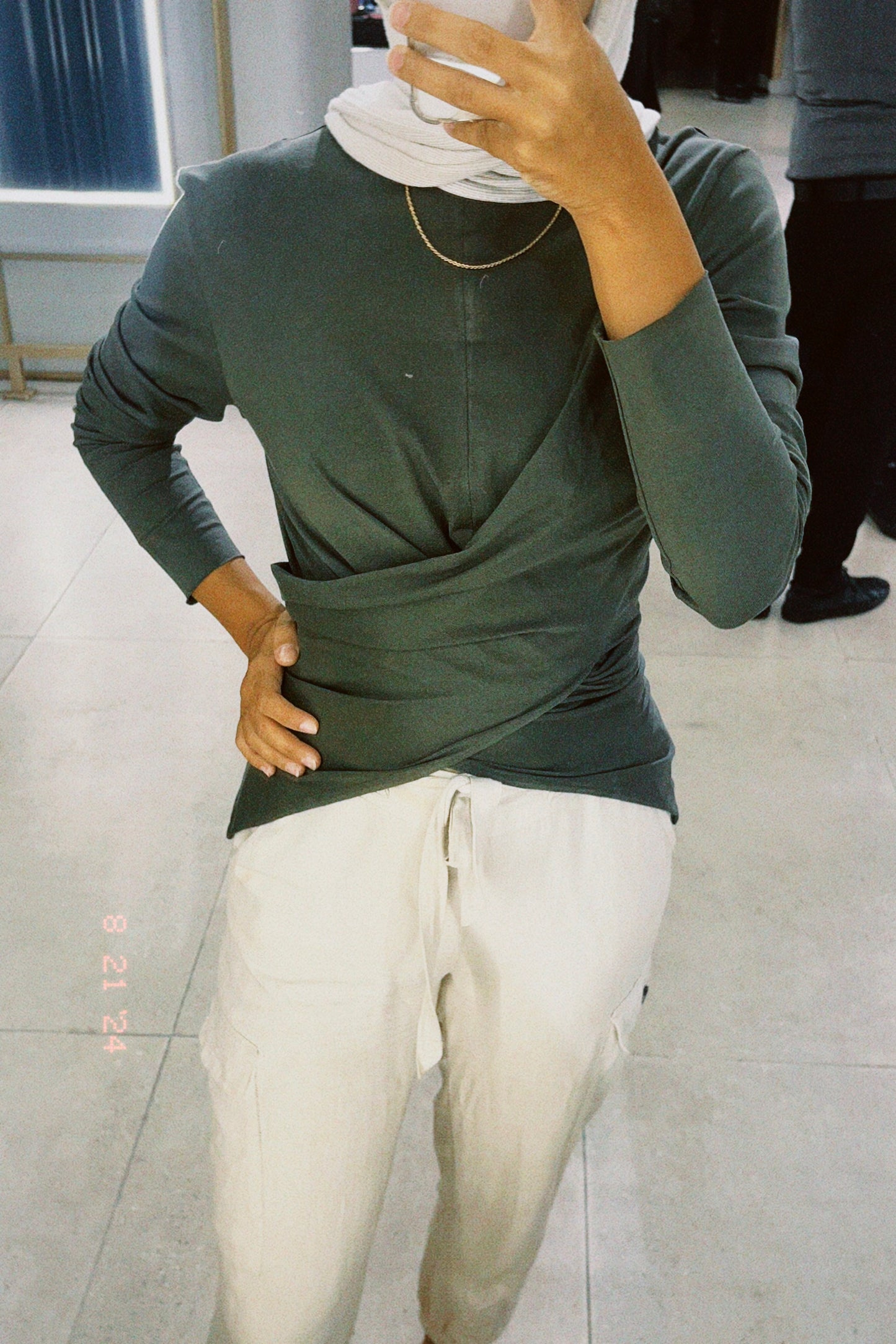 Wrap Cotton T-shirt: Olive
