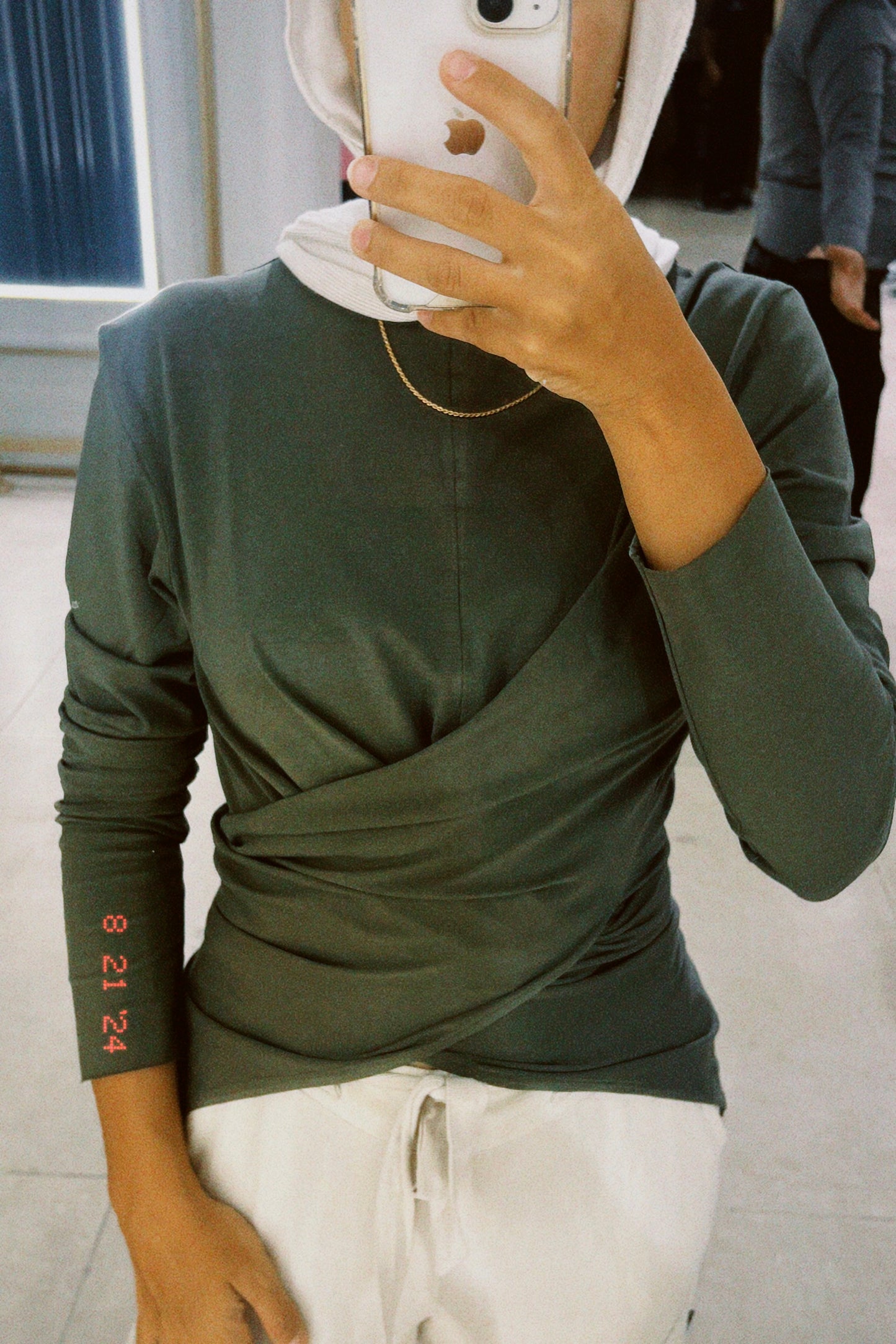 Wrap Cotton T-shirt: Olive