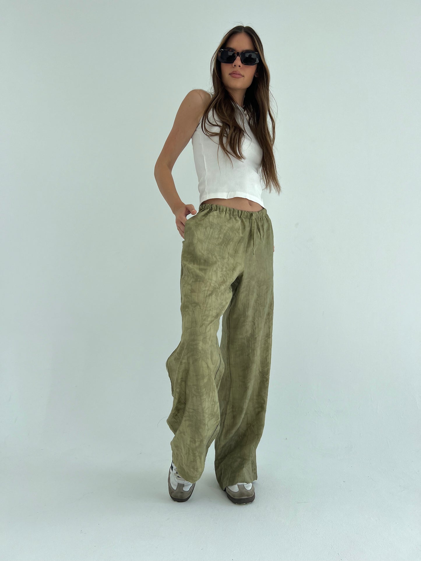 Embossed Olive Pants