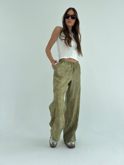 Embossed Olive Pants