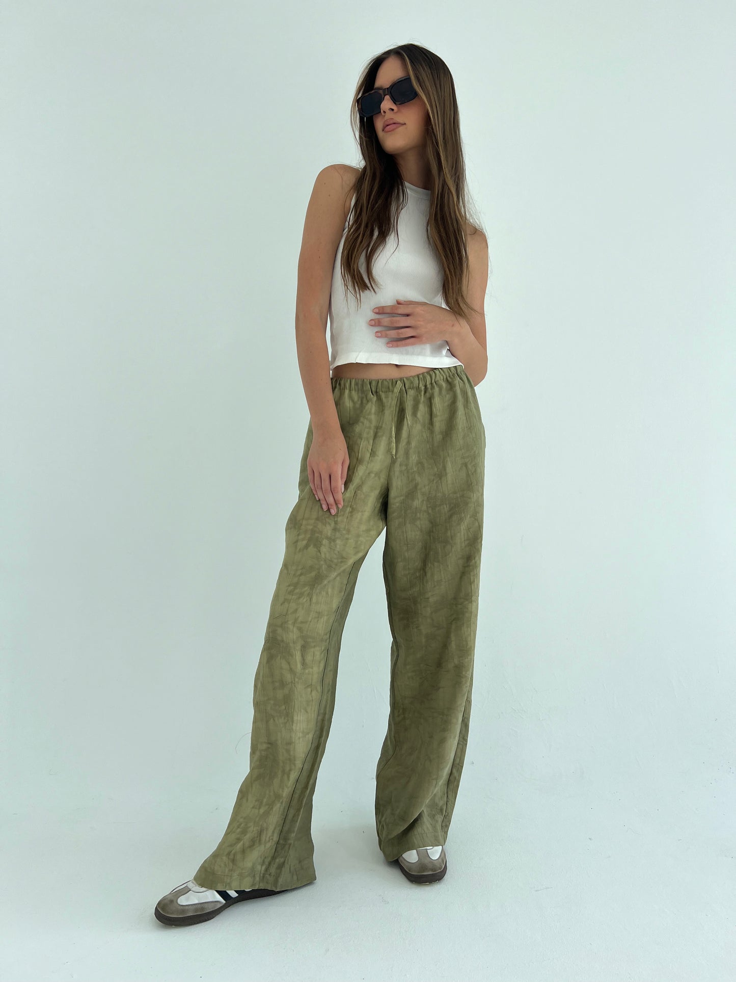 Embossed Olive Pants