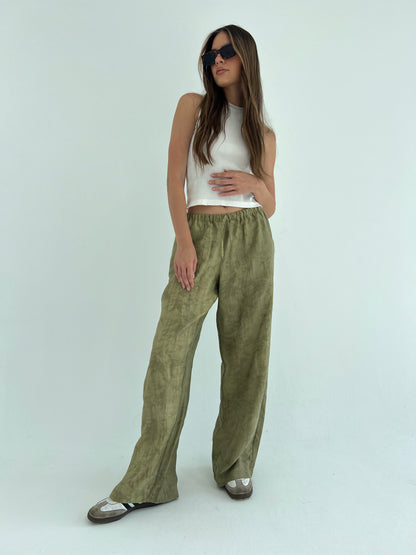 Embossed Olive Pants
