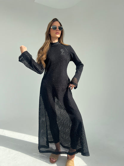 Beach Dress in Black with Gold Threads