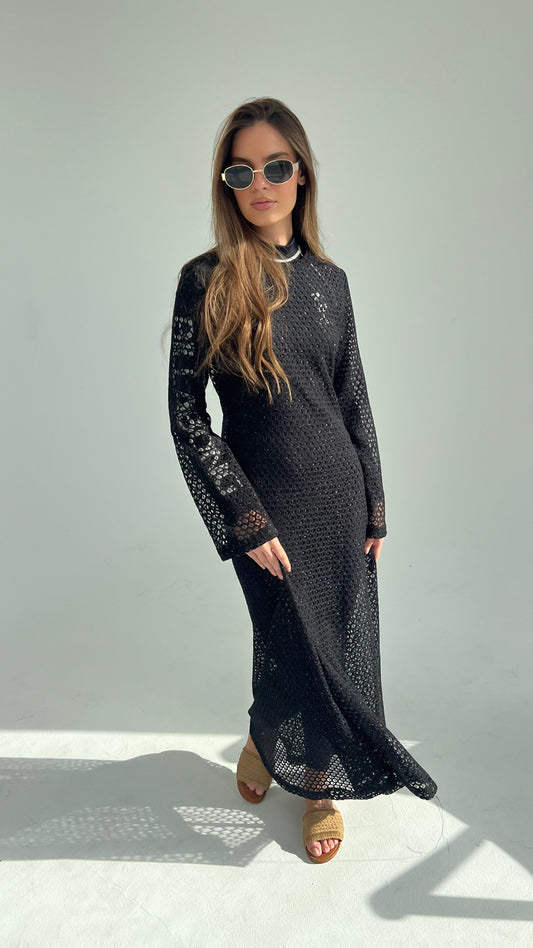 Beach Dress in Black with Gold Threads