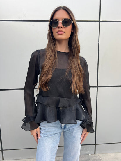 Ruffles Top in Black