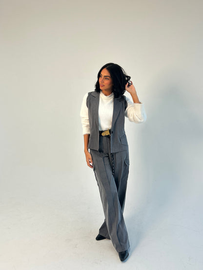 Woman in Grey // Wool Cargo-Work Pants