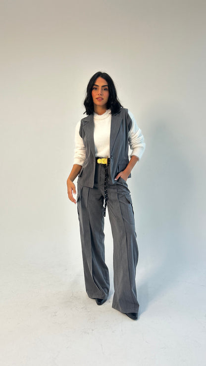 Woman in Grey // Wool Cargo-Work Pants
