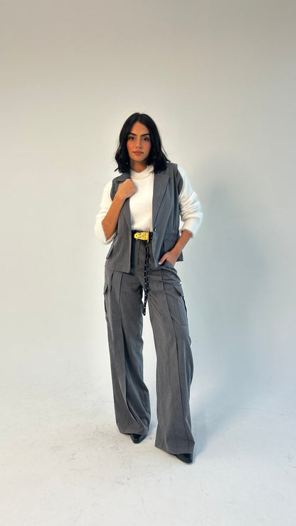 Woman in Grey // Wool Cargo-Work Pants