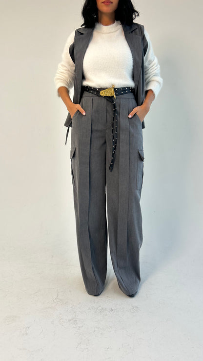 Woman in Grey // Wool Cargo-Work Pants